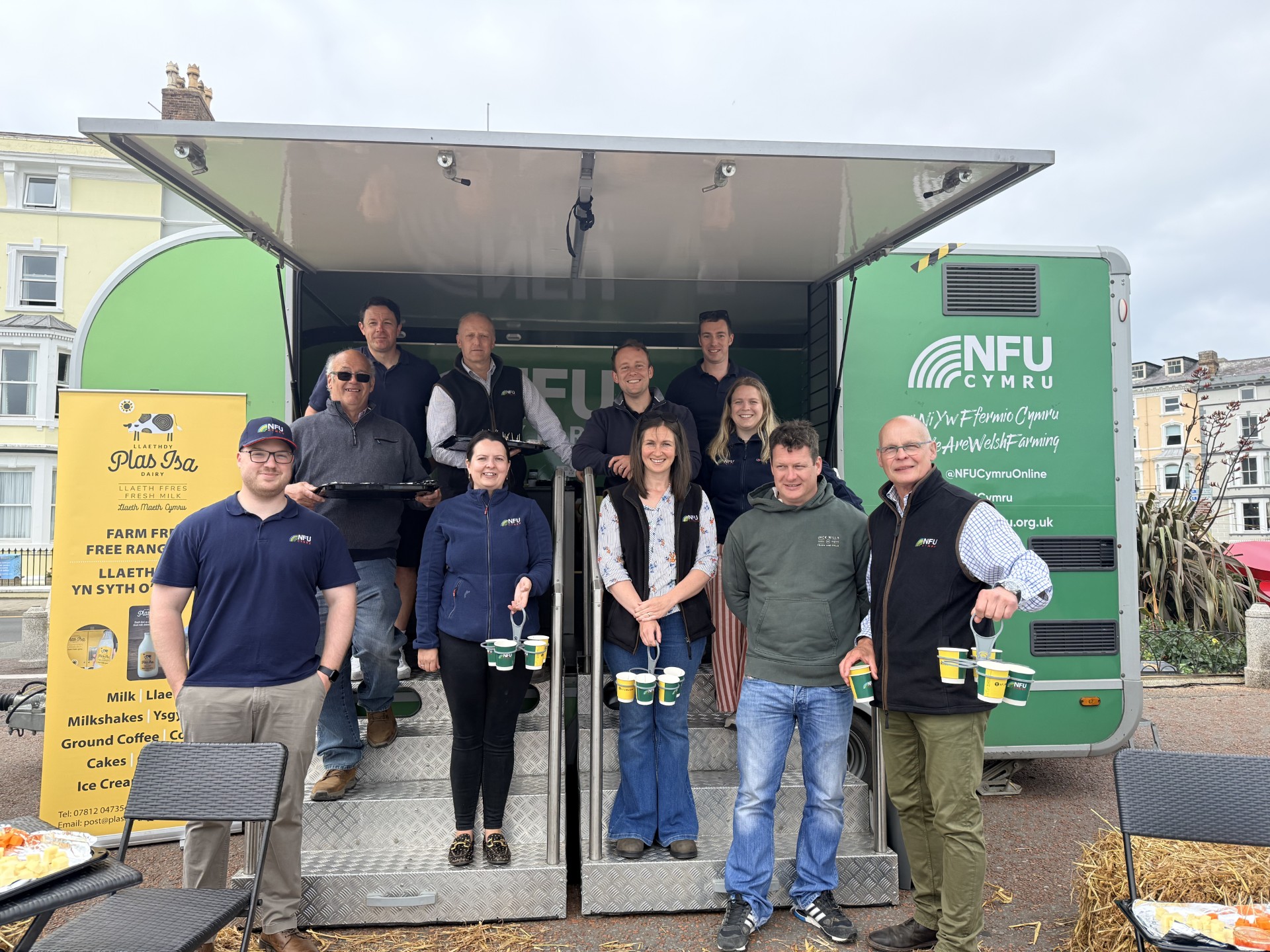  NFU Cymru members and staff on Llandudno Promenade during Welsh Farming Week