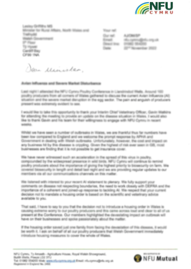 Letter to the Minister for Rural Affairs - November 2022