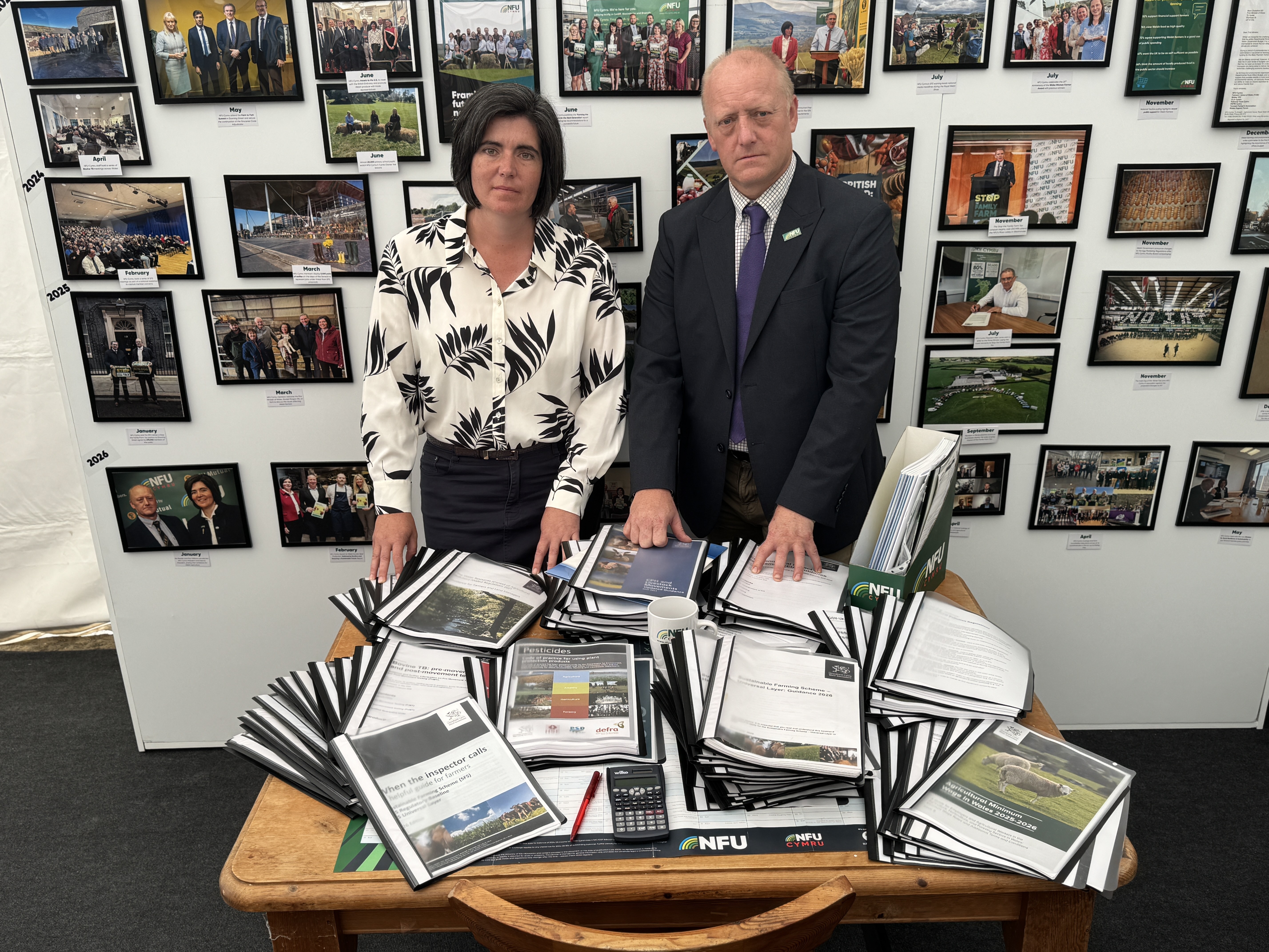 NFU Cymru President and Deputy with table of regulation